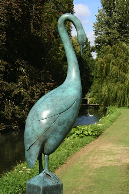 Green Swan Sculpture