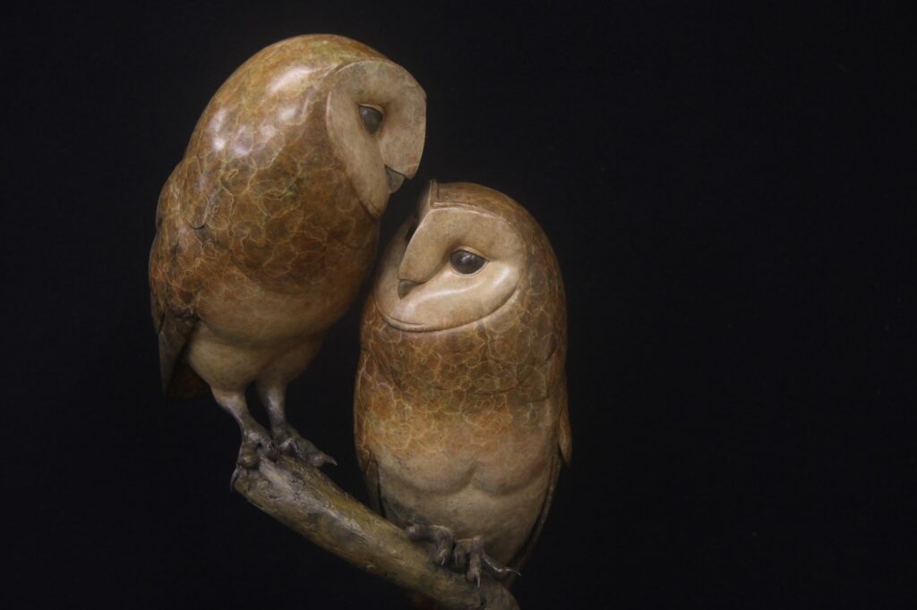Pair of Bronze Barn Owls